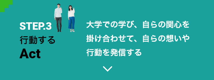 STEP.3 行動する「Act」 大学での学び、自らの関心を掛け合わせて、自らの想いや行動を発信する